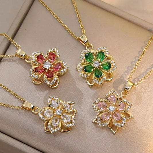 Luxe Spin Zirkoon Bloem Hanger Ketting