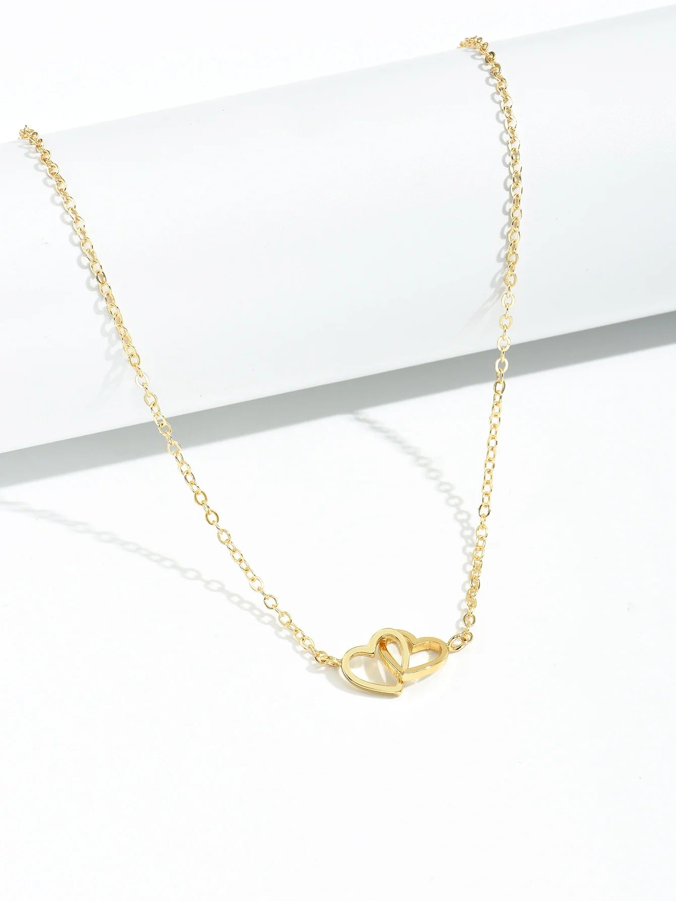 Schattige Dubbele Hart Ketting
