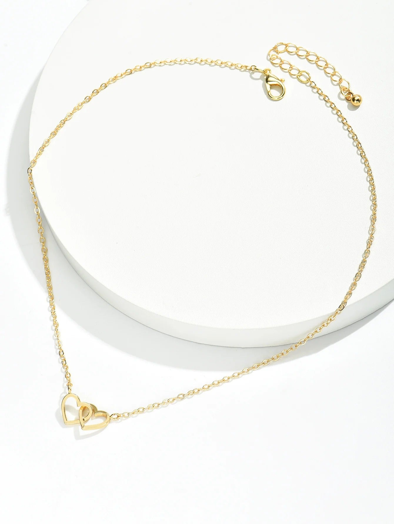 Schattige Dubbele Hart Ketting