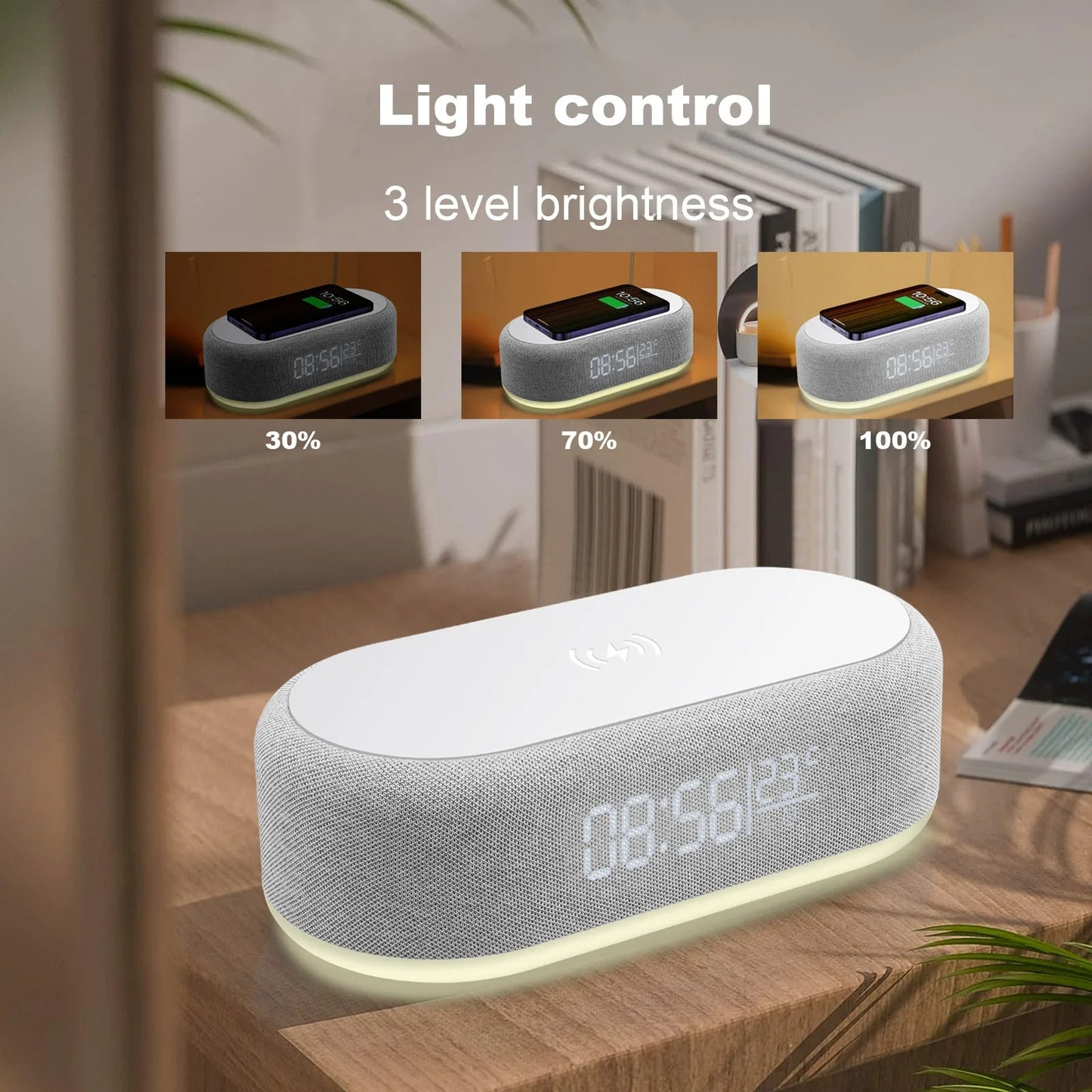 Snelle Draadloze Oplader met Wekker & LED Display