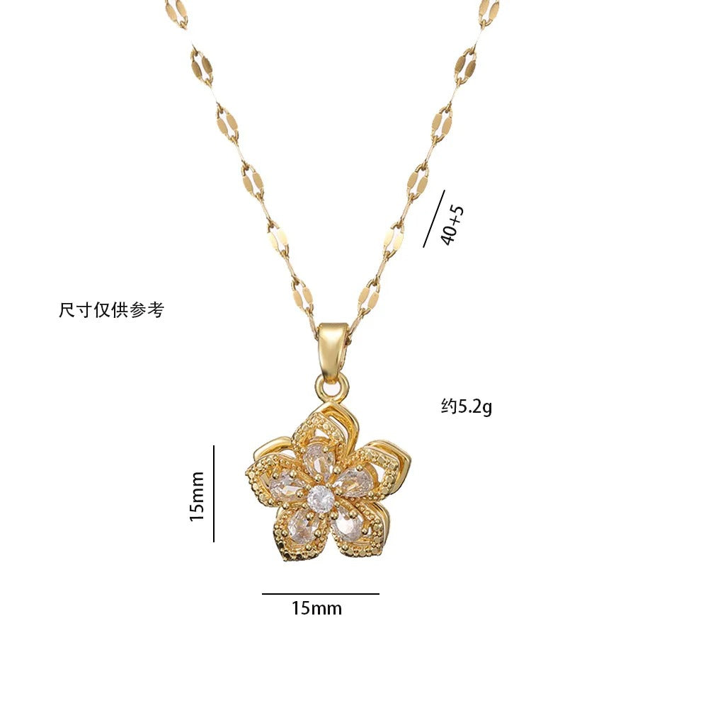 Luxe Spin Zirkoon Bloem Hanger Ketting
