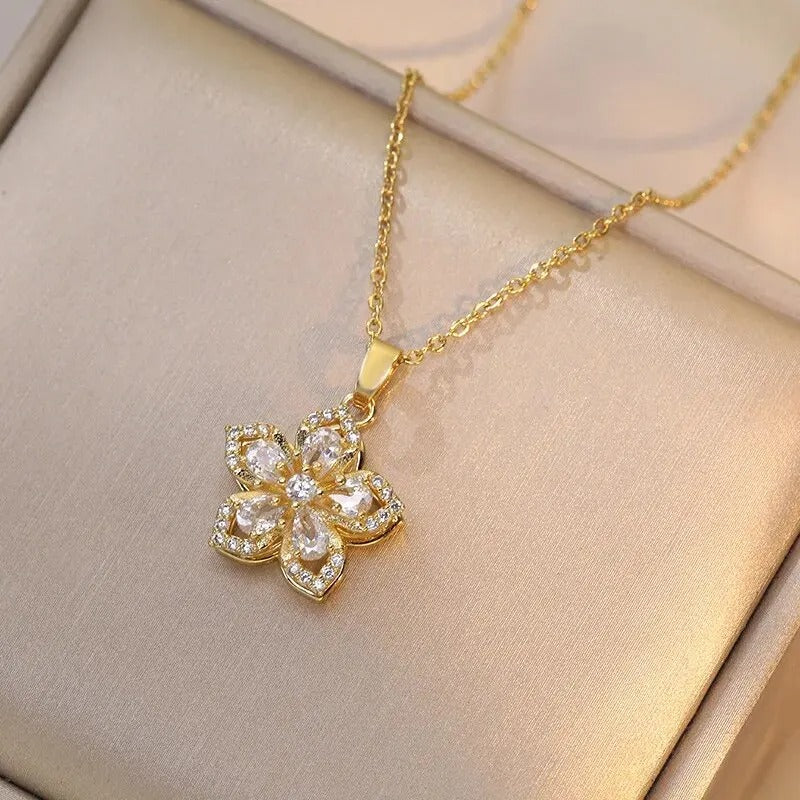 Luxe Spin Zirkoon Bloem Hanger Ketting