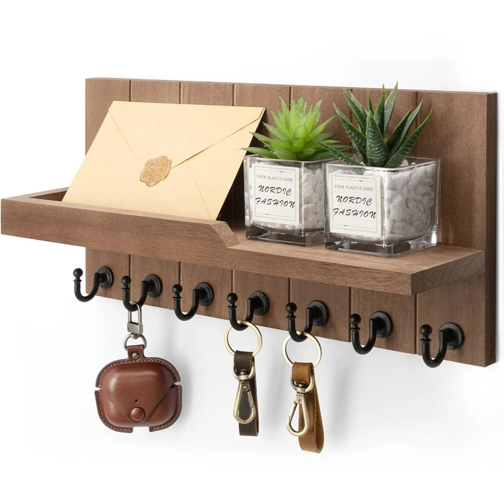 Houten Sleutelhouder met Postvak