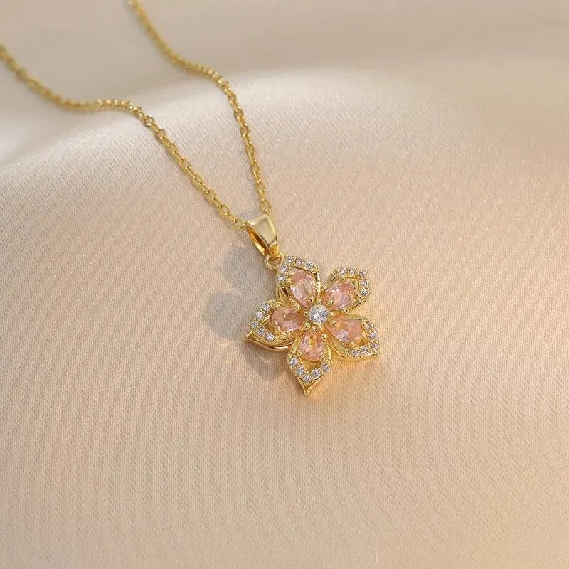 Luxe Spin Zirkoon Bloem Hanger Ketting