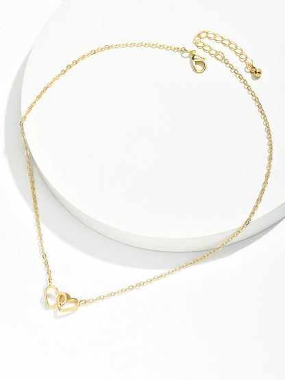 Schattige Dubbele Hart Ketting
