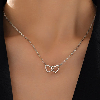 Schattige Dubbele Hart Ketting