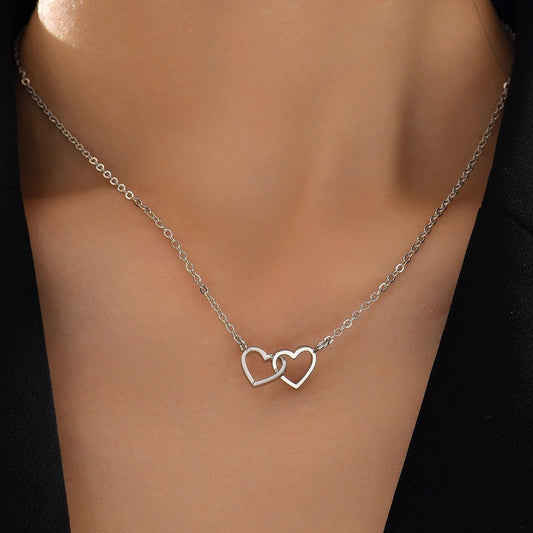 Schattige Dubbele Hart Ketting